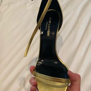 YSL Saint Laurent gold signature shoes size 38